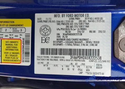 2014 Ford Fusion Se из США, поврежденный, VIN 3FA6P0HDXER222538